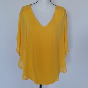 I. N. Studio Woman Mustard  Poncho Top